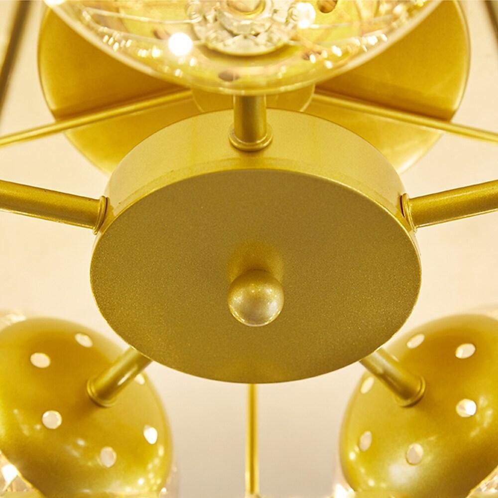 5-Light Star Cluster LED Flush Mount Ceiling Light - Gold Metal &