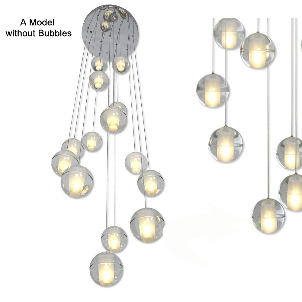 Modern Crystal Chandelier 14 LED Adjustable Height Pendant Light