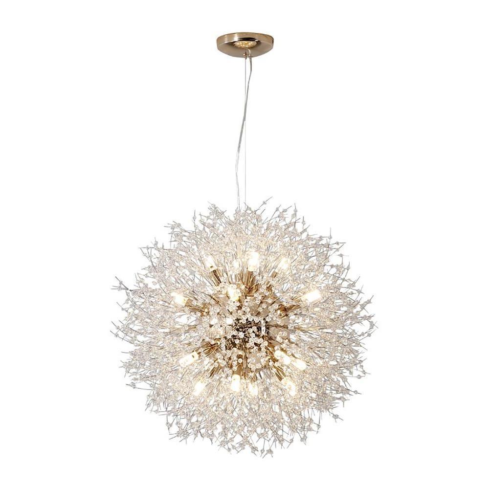 Modern Crystal Globe Chandelier Metal Pendant Dining Room Lighting