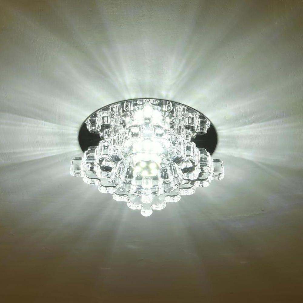 Geometric Crystal Flush Mount Ceiling Light Modern Metal Fixture