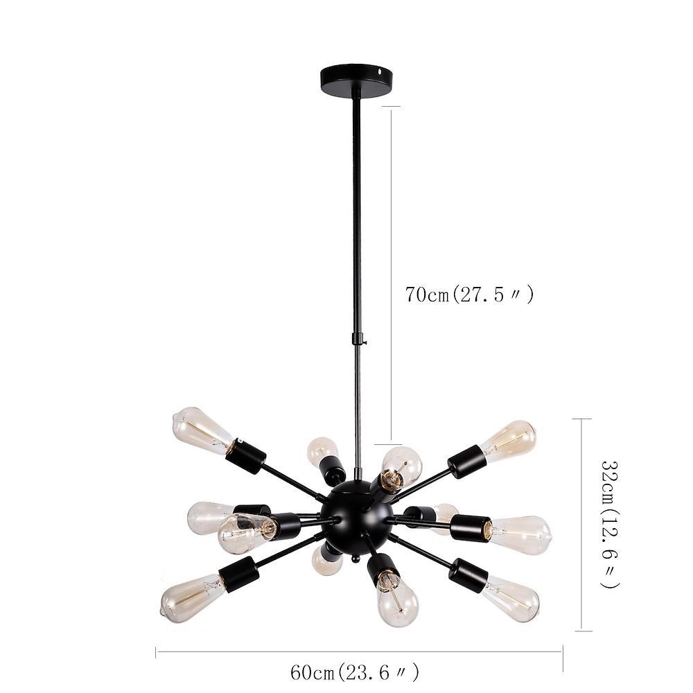 Modern Sputnik Chandelier with 12 Lights - Metal Dining Room Fixture