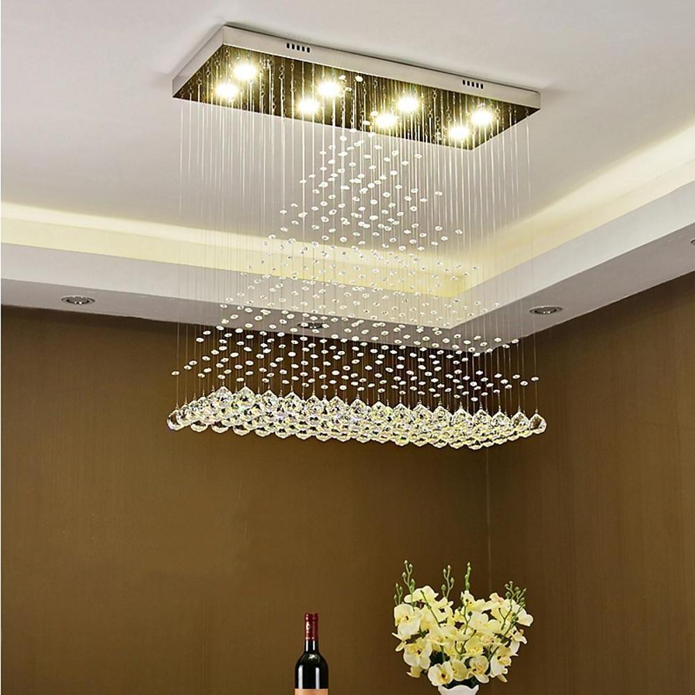 5-Tier Crystal Chandelier with LED Lights - Modern Elegance