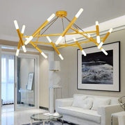 16-Light Industrial Metal Chandelier with LED Ambient Lighting