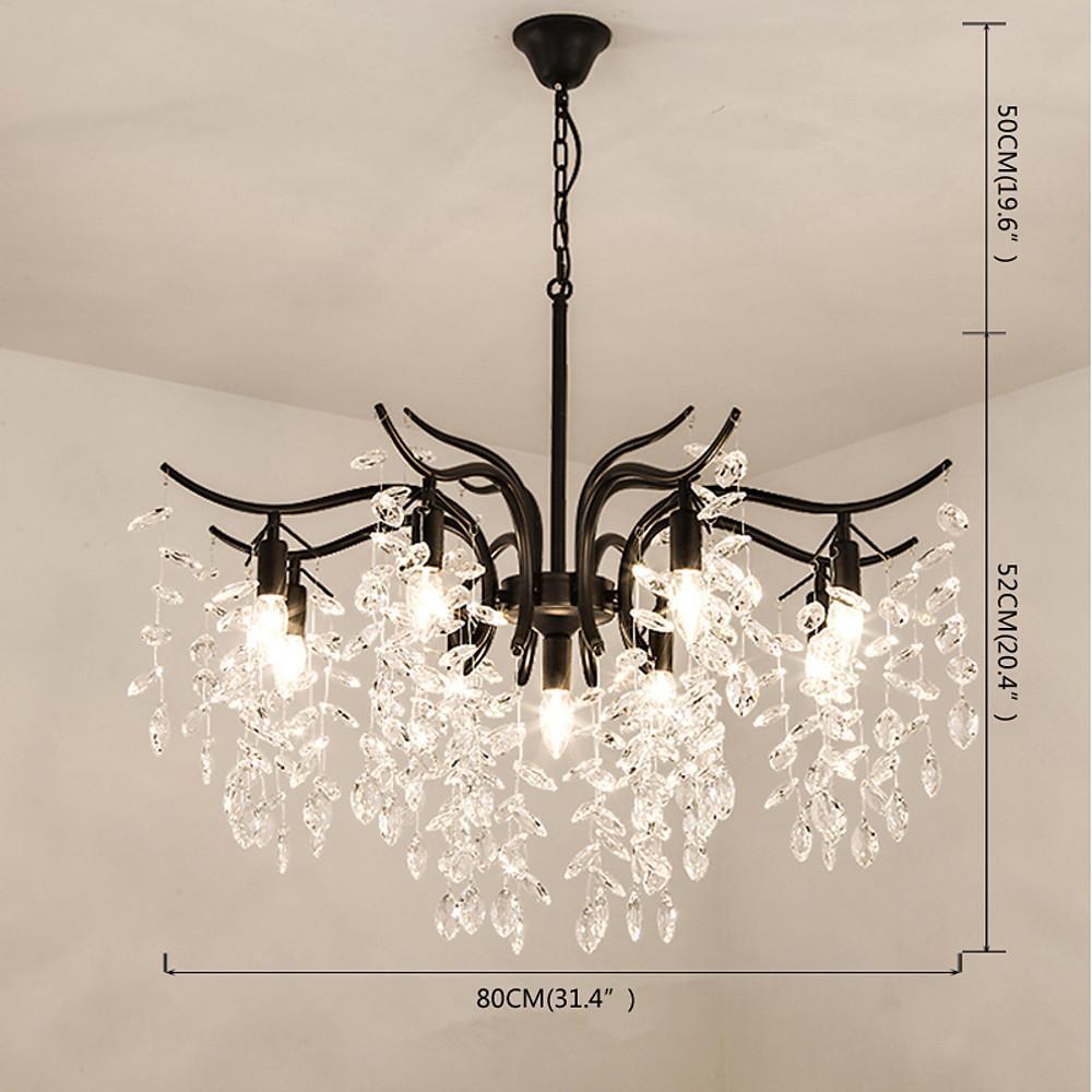 Crystal Metal LED Chandelier 9-Light Contemporary Pendant