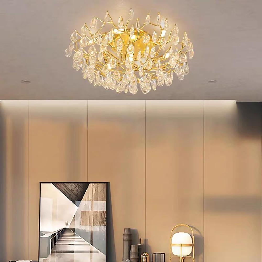 Modern Sputnik Crystal Chandelier LED Flush Mount Ceiling Light