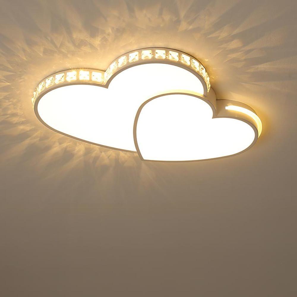 Double Heart Flush Mount Ceiling Light Gold Acrylic Dimmable LED