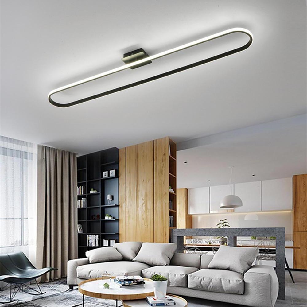 Rounded Rectangle LED Flush Mount Ceiling Light Minimalist Aluminum