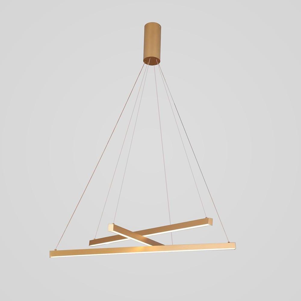 Modern Linear Chandelier – 3-Light Gold Aluminum Ceiling Light