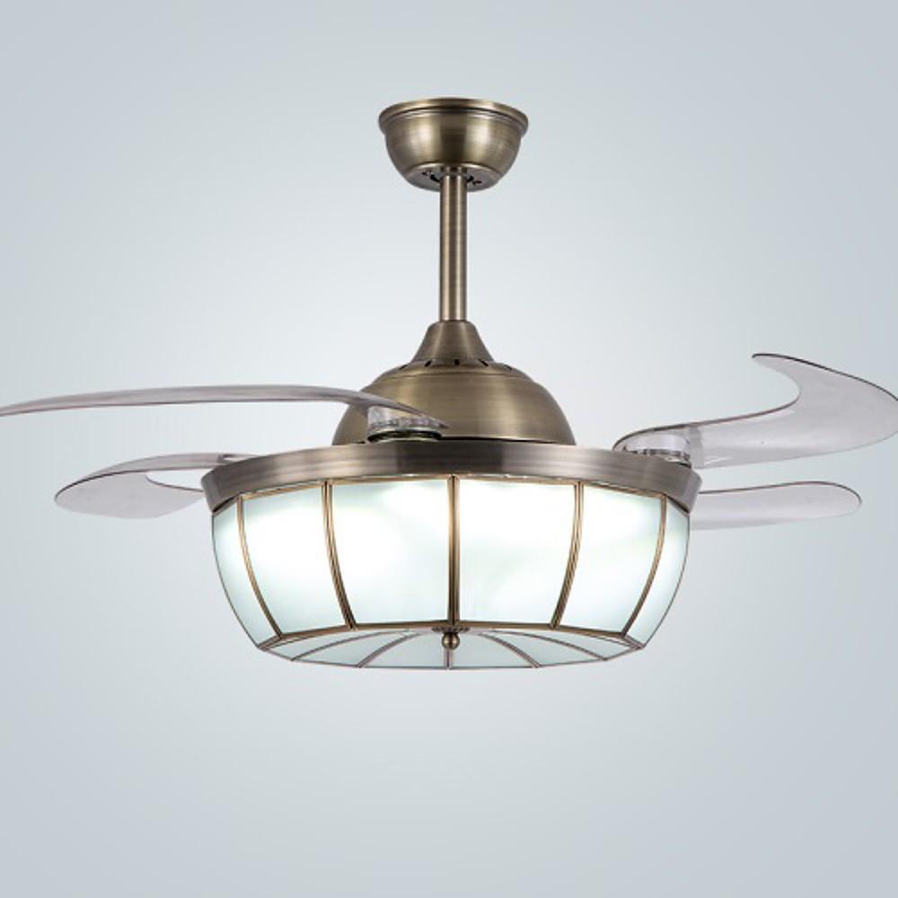 Industrial Bronze Retractable LED Ceiling Fan Light