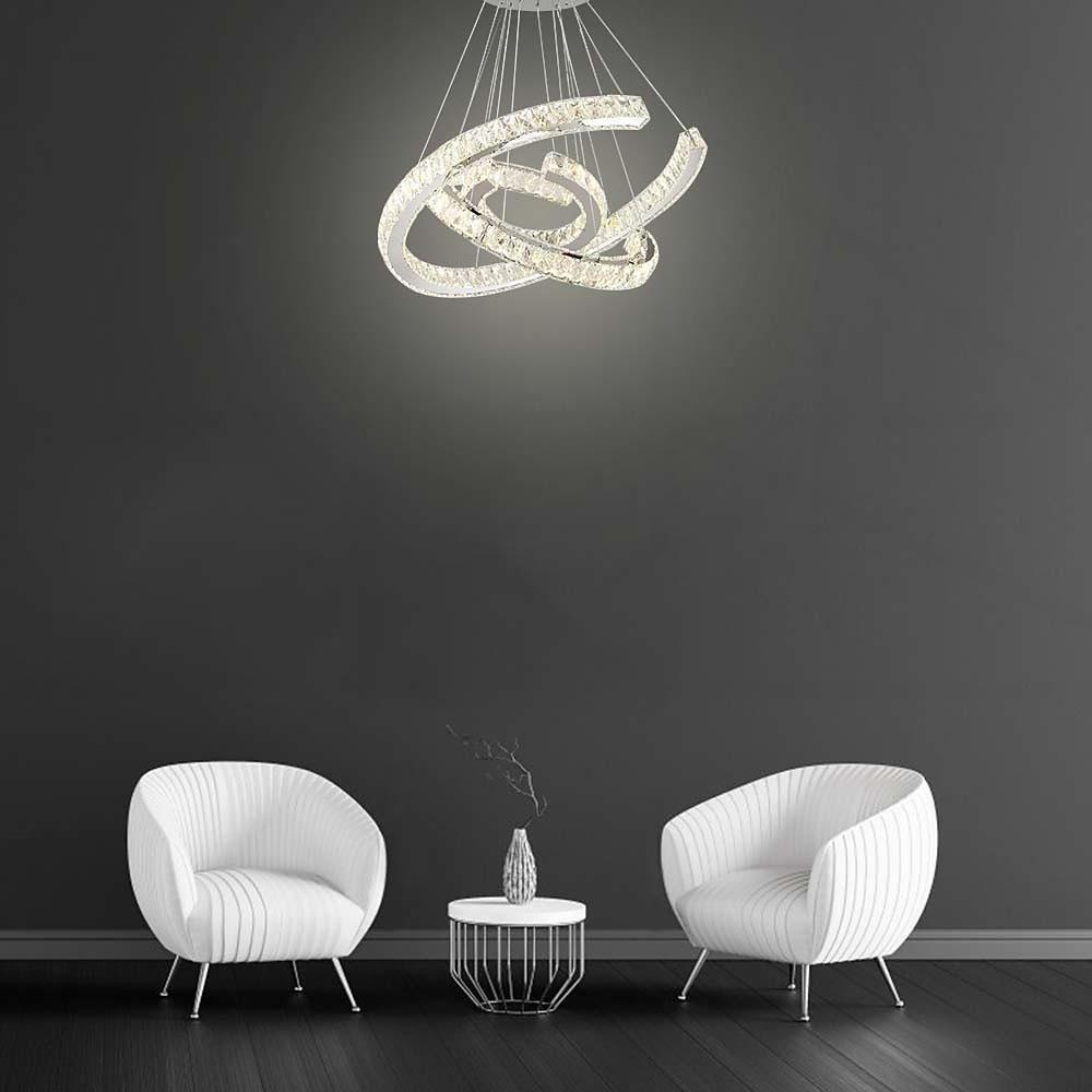 Wave Crystal Chandelier with Stainless Steel Finish - 3-Light LED
