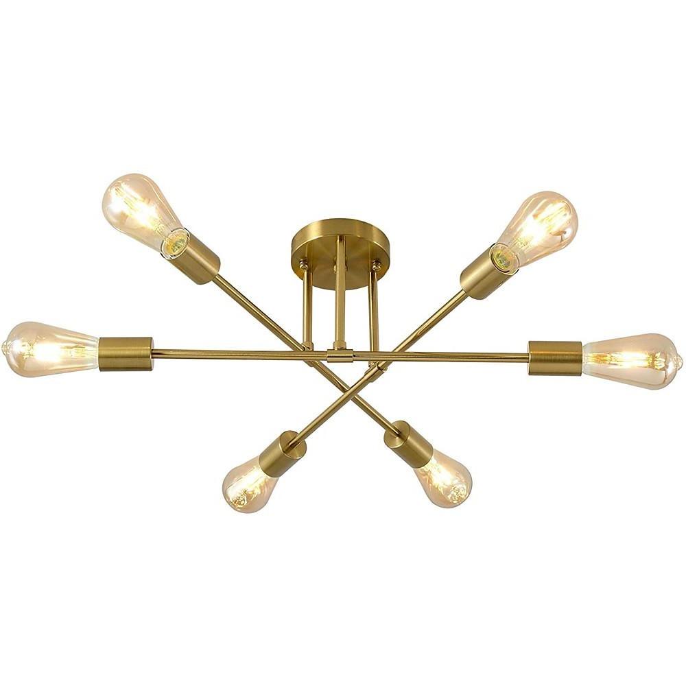 Geometric Sputnik Chandelier 6-Light Metal & Glass Ceiling Light