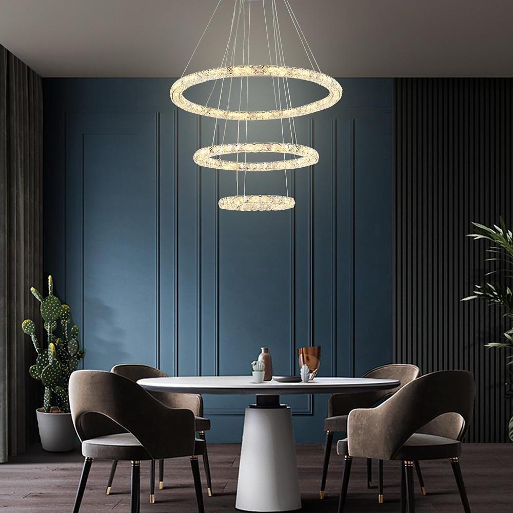 Crystal Tiered Ring Chandelier LED Pendant Light Vintage Design