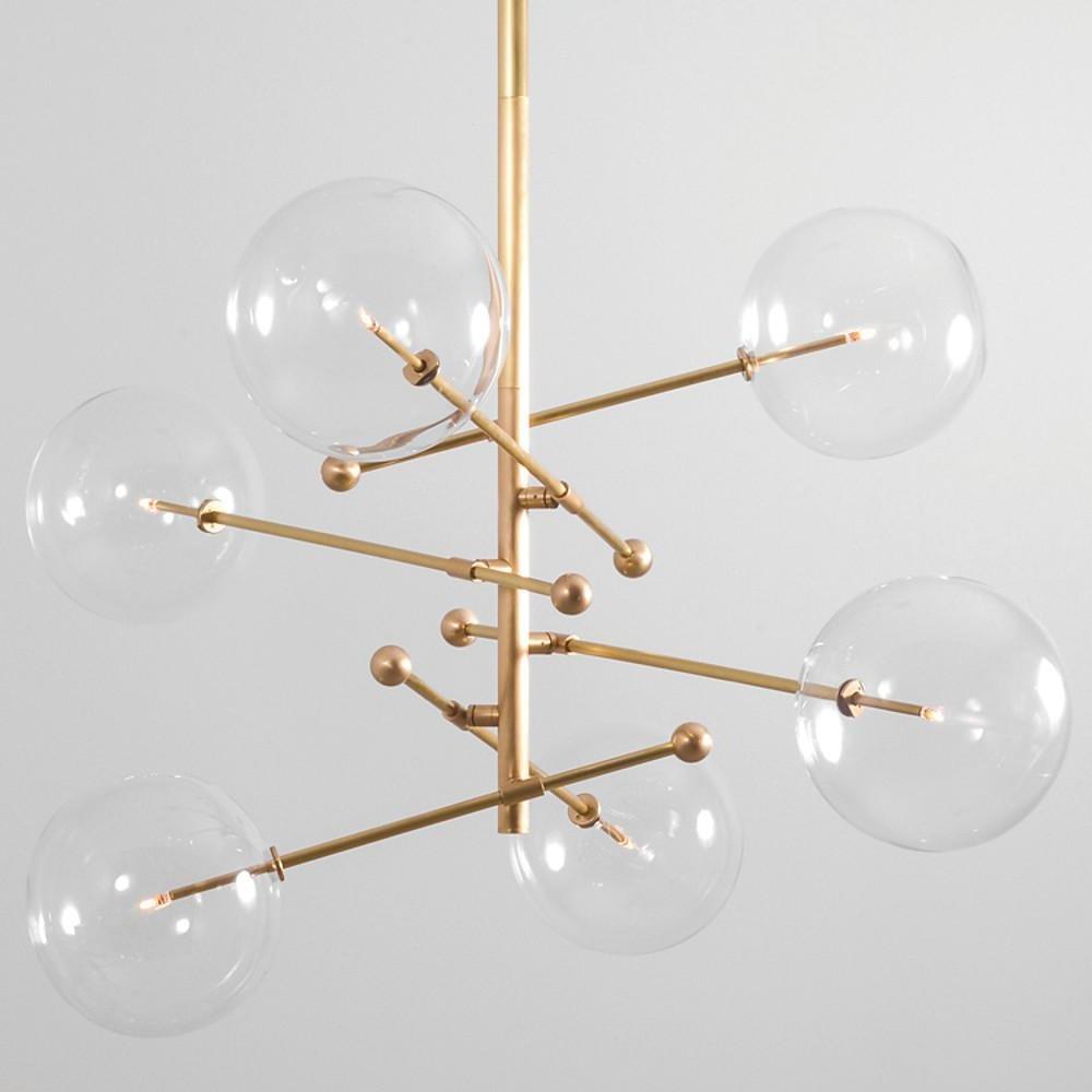 Geometrical Globe Chandelier Metal Glass 6-Light Dining Room Ceiling