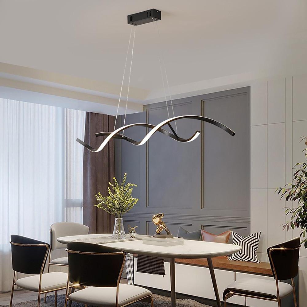 Wave Design Modern Pendant Light Metal & PVC Minimalist Ceiling Lamp