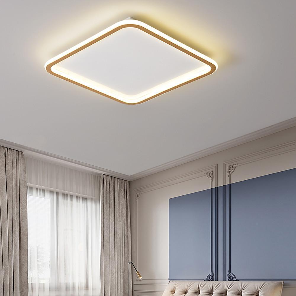 Minimalist Square Flush Mount LED Ceiling Light with Remote