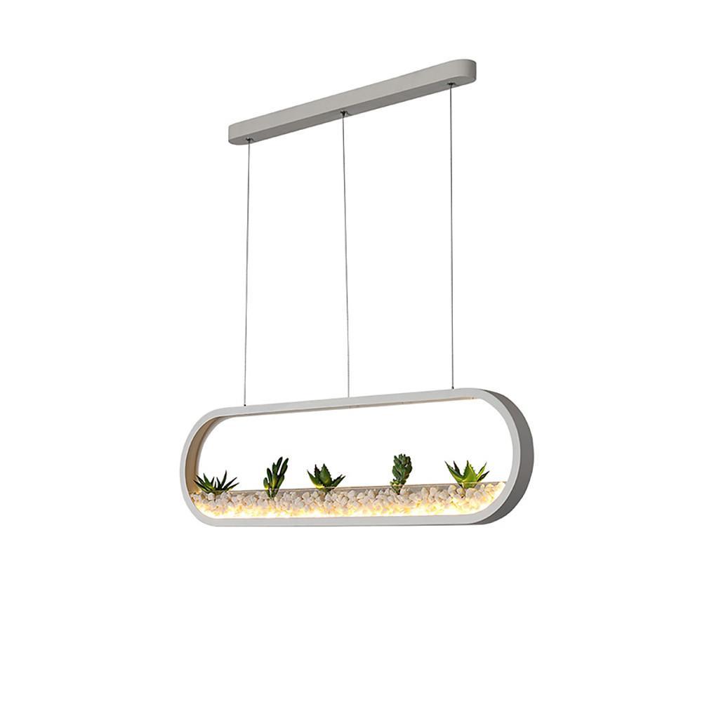 Rounded Rectangular Modern Pendant Light with Aluminum Frame