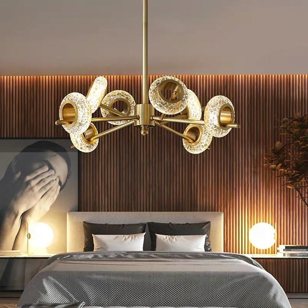 Modern Crystal Sputnik LED Chandelier Gold Electroplated Finish