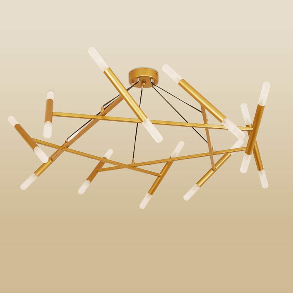 16-Light Industrial Metal Chandelier with LED Ambient Lighting