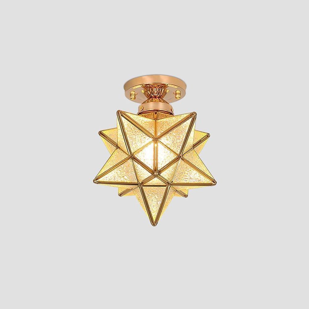 Multi-Pointed Star Semi-Flush Mount Ceiling Light - Metal & Glass