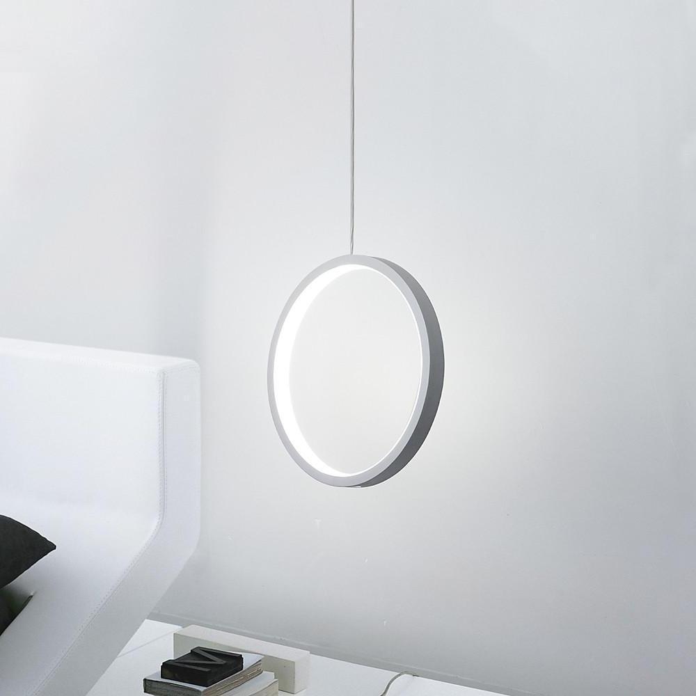 Modern Round Pendant Light | Dual LED Rings | Aluminum & Acrylic