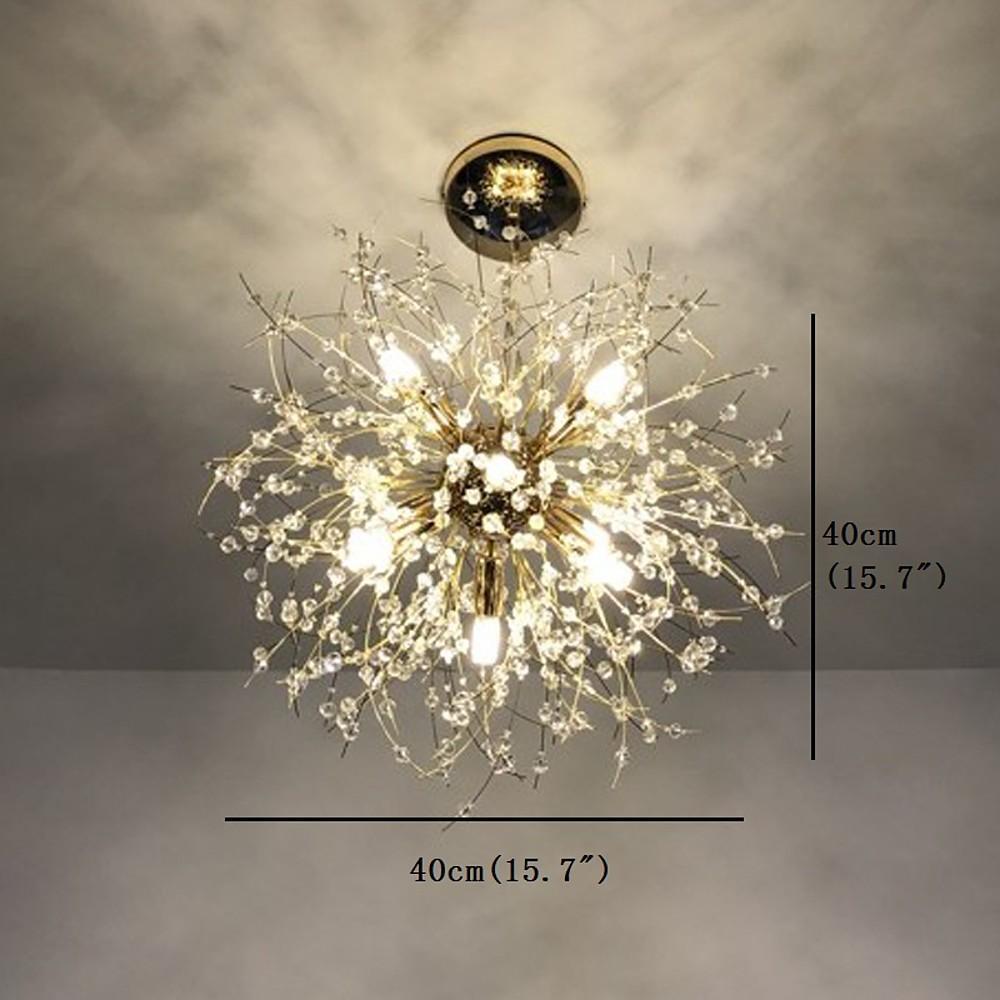 16" Globe Mini Chandelier Crystal Metal Electroplated 8-Light