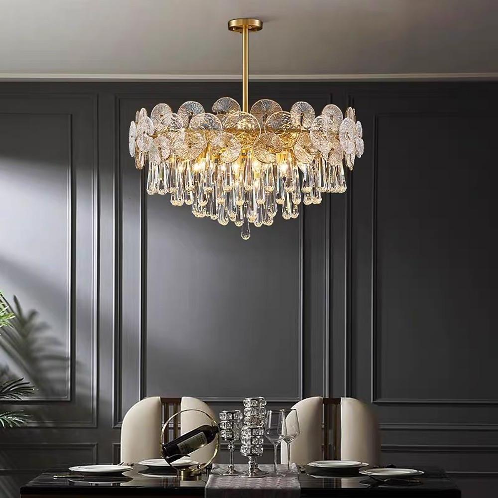 Modern Crystal Candelabra Flush Mount Ceiling Light LED 20 Inch