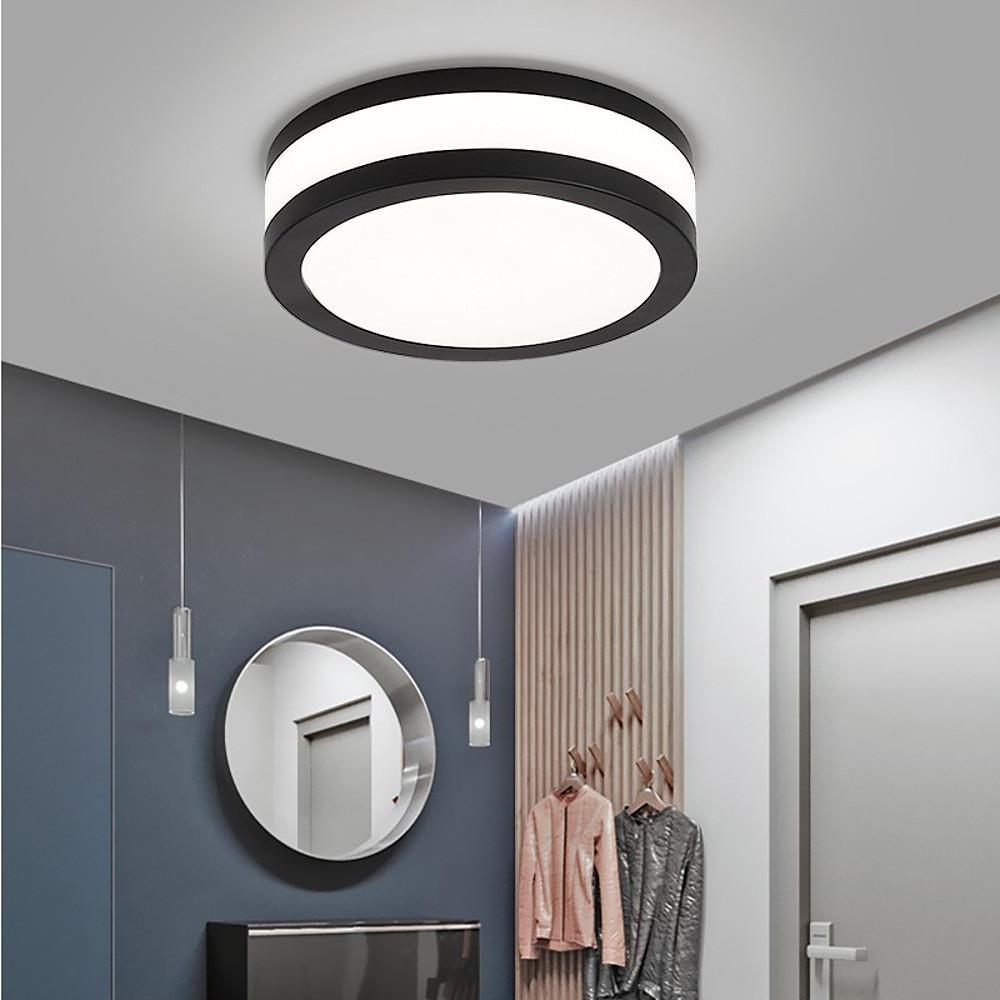 Modern Round LED Flush Mount Ceiling Light - Geometric Metal & Acrylic