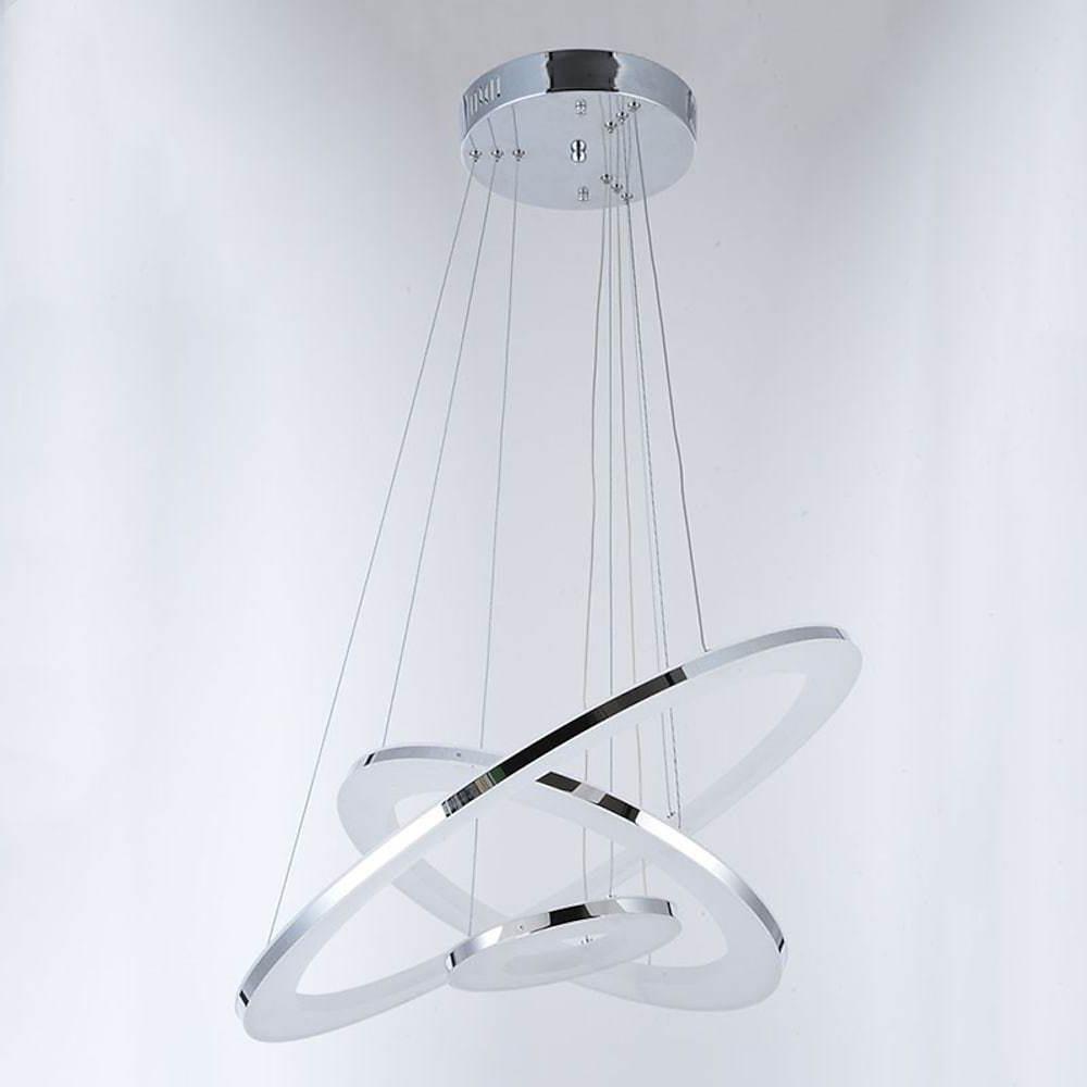 Adjustable 3-Ring LED Chandelier Modern 24" Hanging Ceiling Light