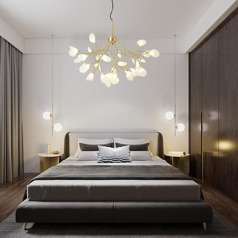 45-Light Sputnik Chandelier with Copper & Glass LED Design