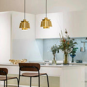 Modern Cylindrical Metal Pendant Light with Electroplated Finish