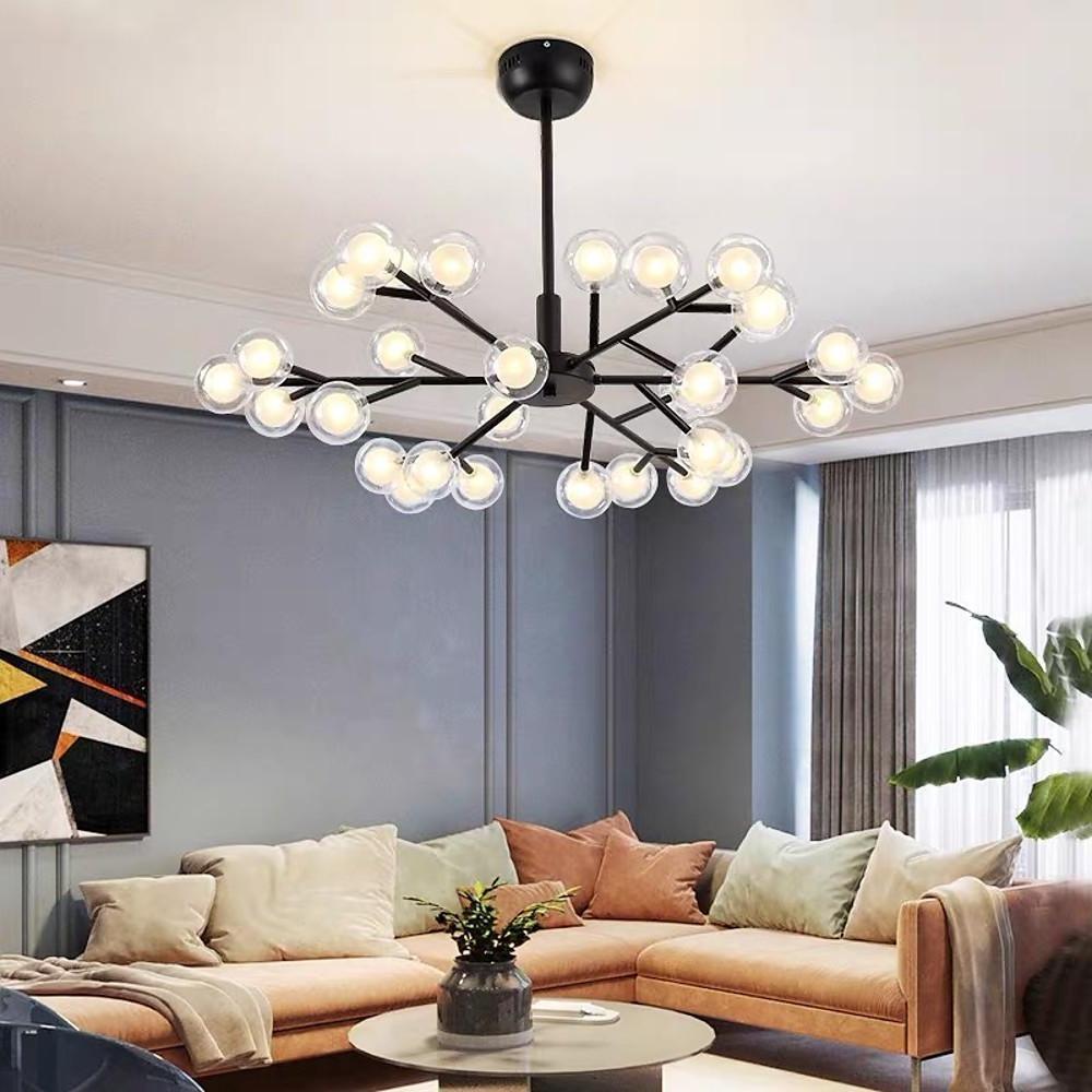 Modern Sputnik Chandelier 30-Light Glass Bubble Gold Metal 33" LED