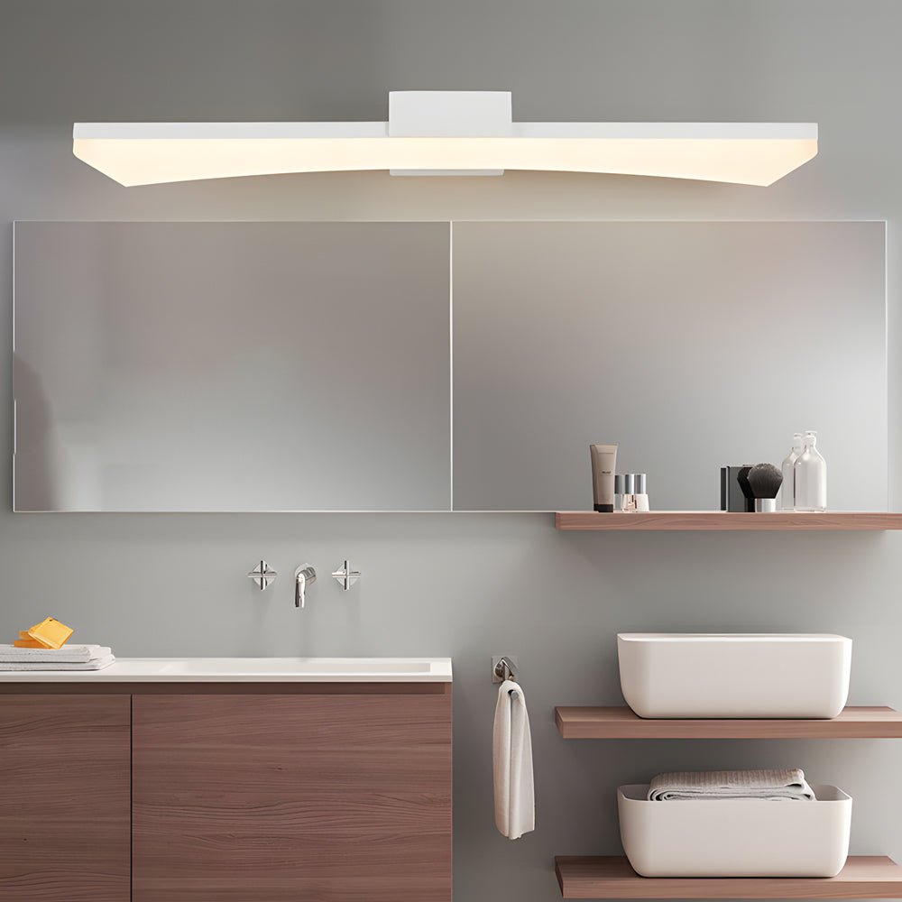 Curved Linear LED Vanity Light - Modern Steel & Acrylic