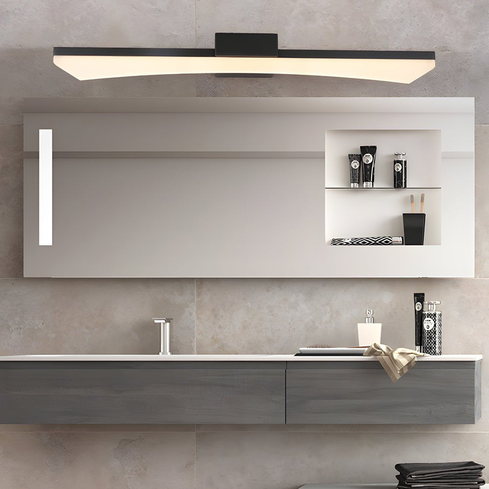 Curved Linear LED Vanity Light - Modern Steel & Acrylic