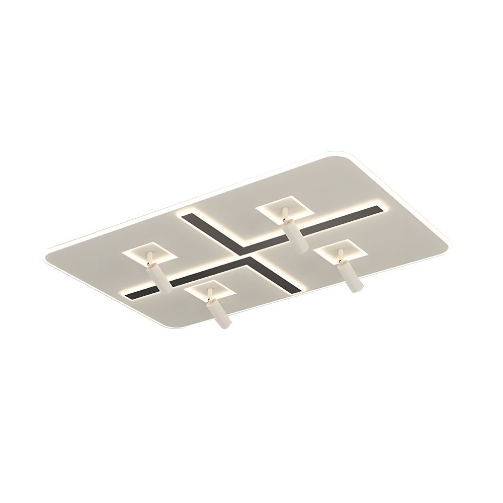 Ultra-Thin Rectangular Modern Ceiling Light with Adjustable Spotlights