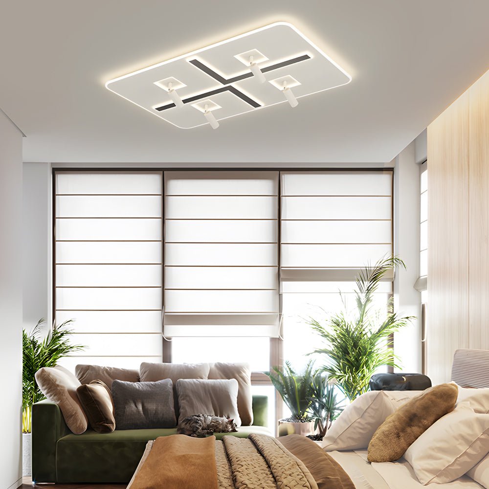 Ultra-Thin Rectangular Modern Ceiling Light with Adjustable Spotlights