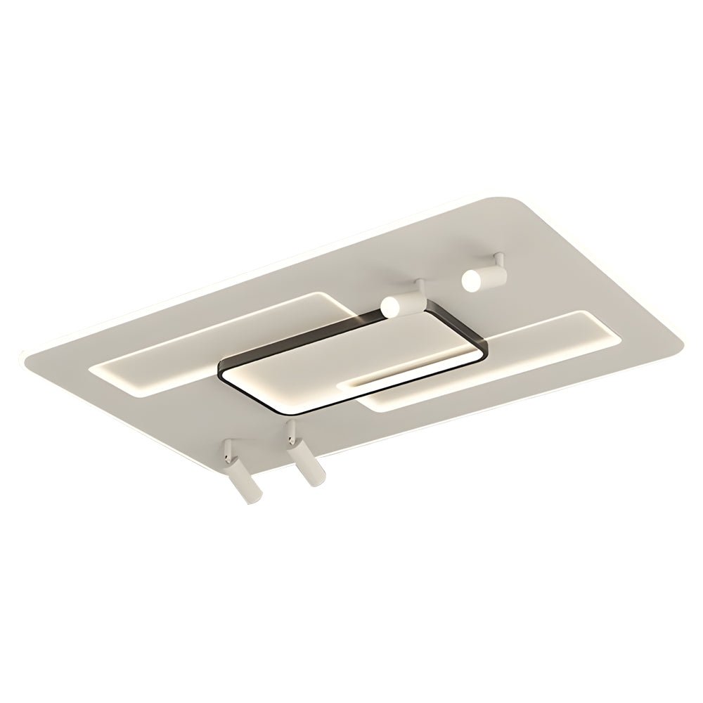 Ultra-Thin Rectangular Modern Ceiling Light with Adjustable Spotlights