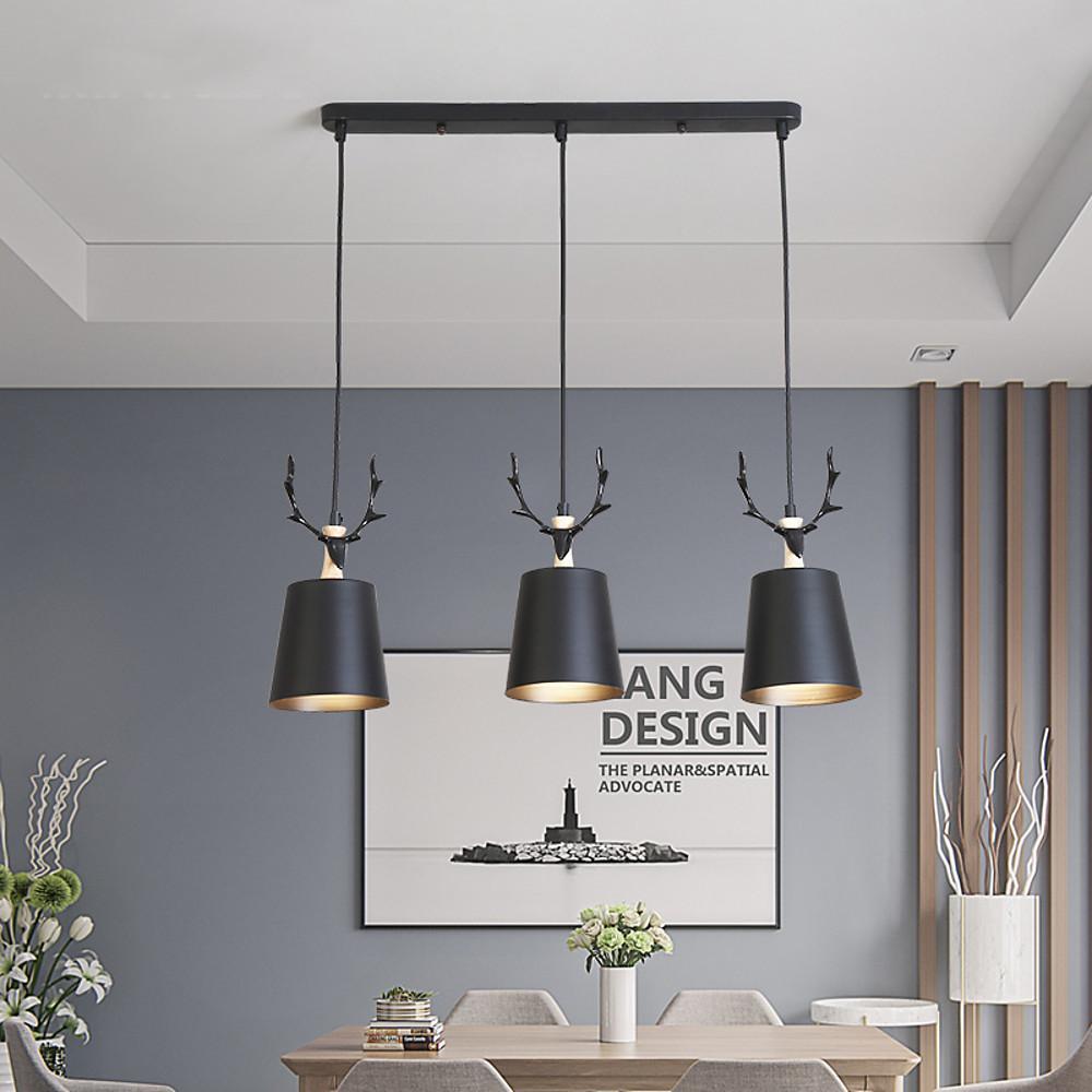 3-Light Antler Metal Pendant Chandelier - Industrial Farmhouse Style