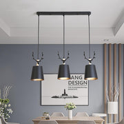 3-Light Antler Metal Pendant Chandelier - Industrial Farmhouse Style