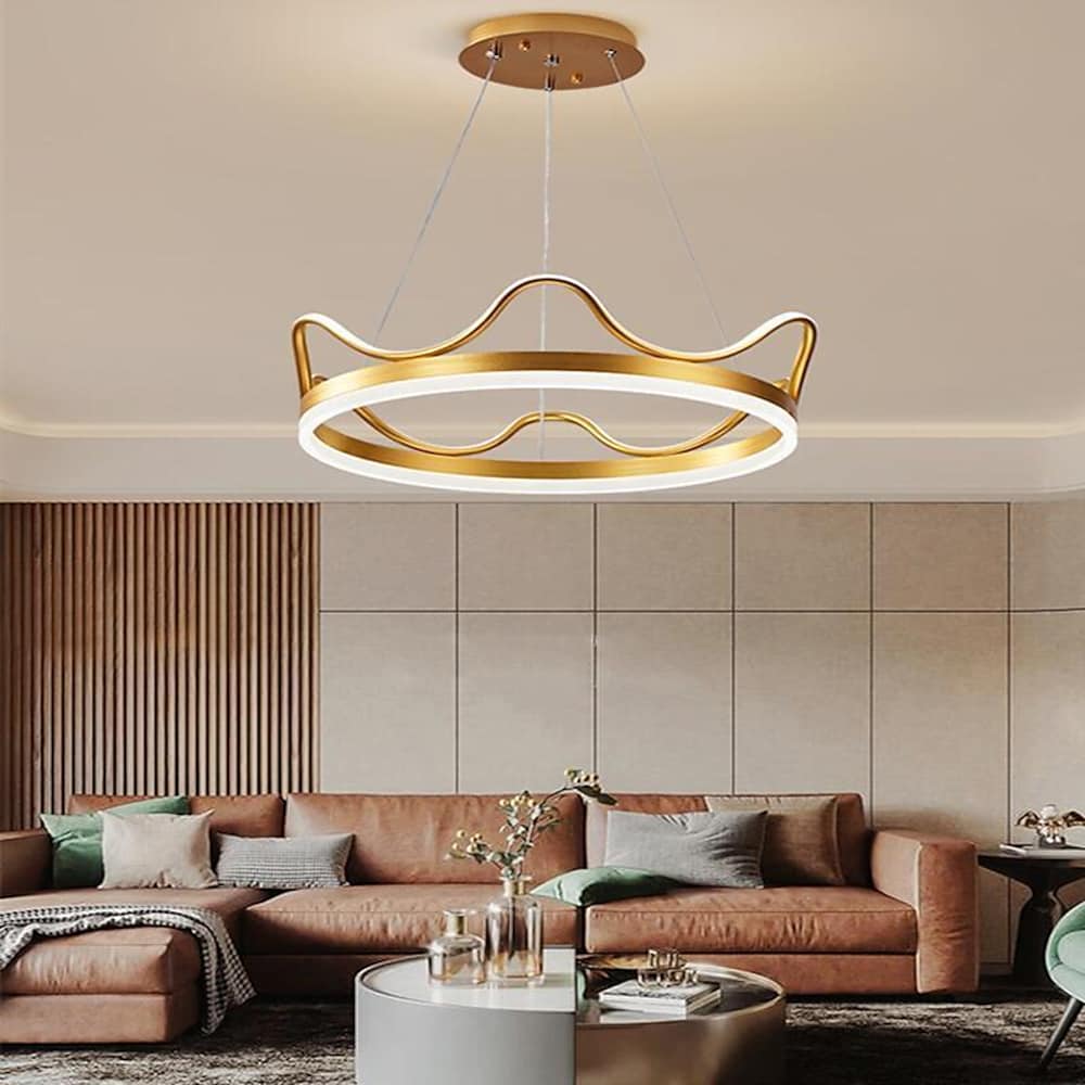 Dimmable LED Ring Chandelier Crown Design Aluminum & Acrylic