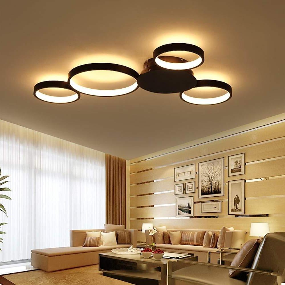 Modern Multi-Circle LED Flush Mount Ceiling Light – Dimmable Aluminum
