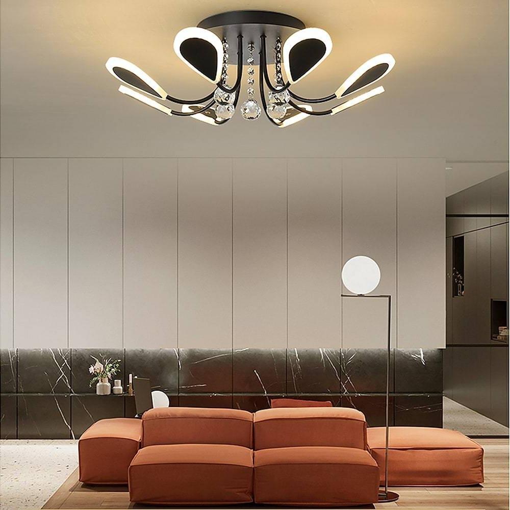 Modern Crystal Flush Mount Ceiling Light – 8-Light LED Fixture