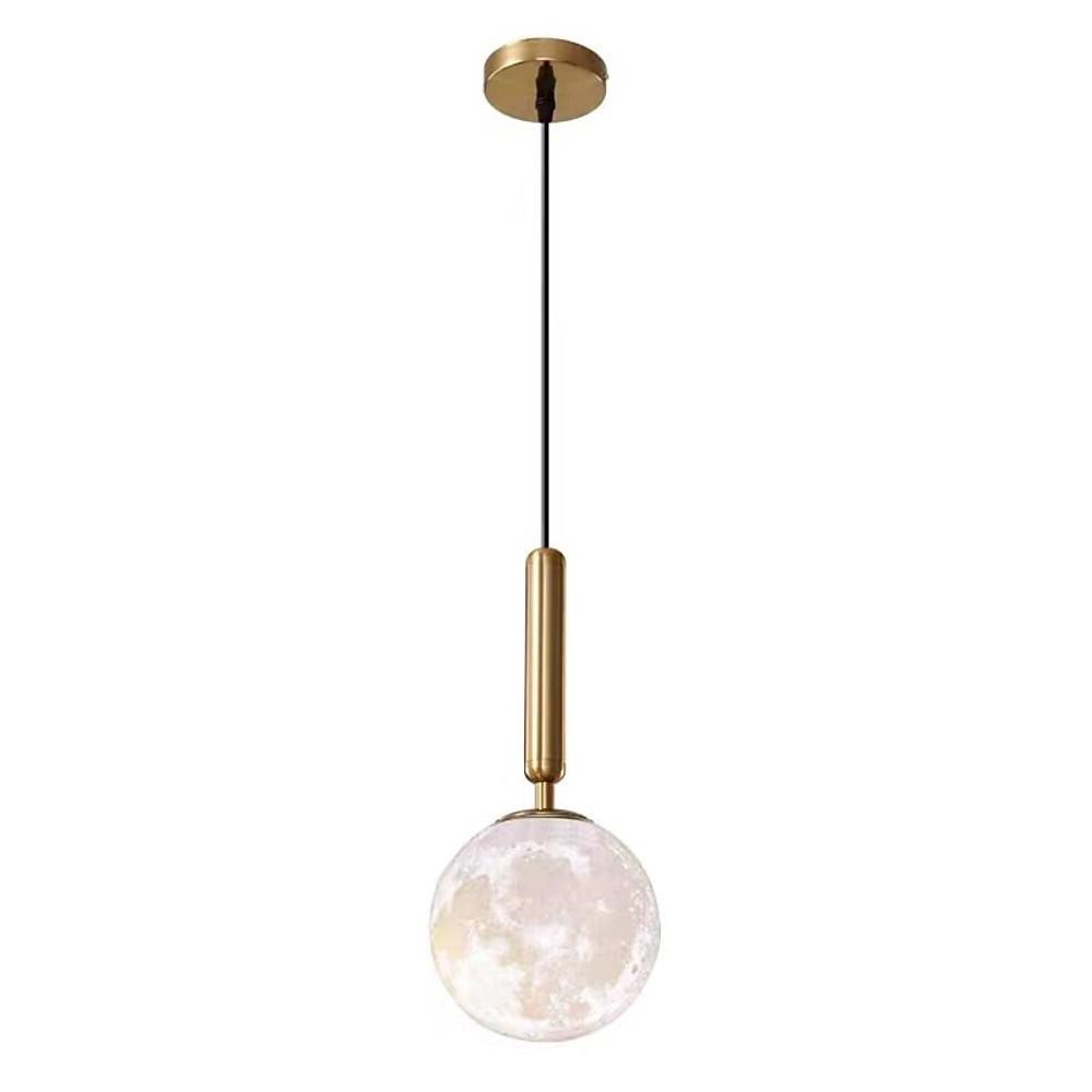 Moon Globe Pendant Light Modern Acrylic Metal Ceiling Fixture