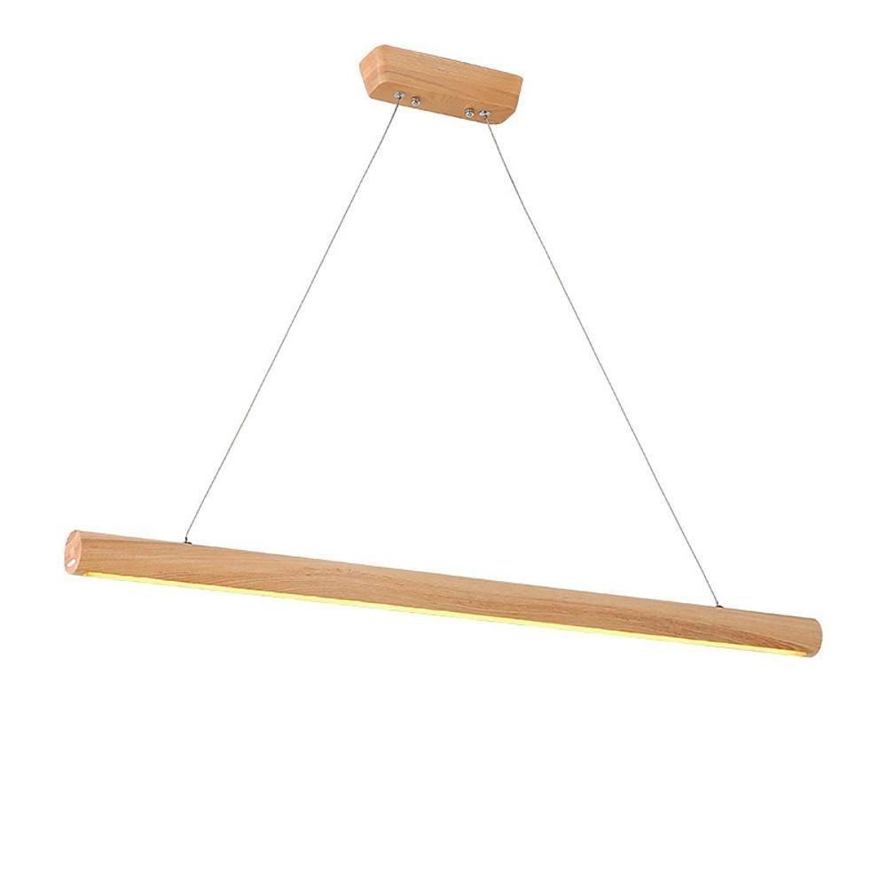 Modern Wood Tube Pendant Light with LED Downlight