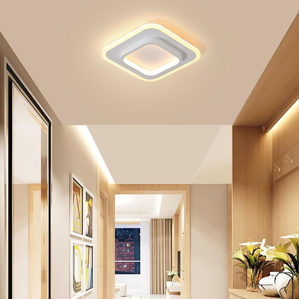 Modern Double Square Flush Mount LED Ceiling Light Black White