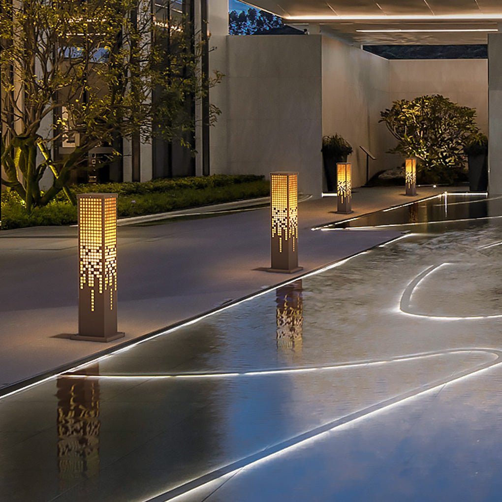 Stainless Steel Bollard Light with Marble Finish for Outdoor Landscape