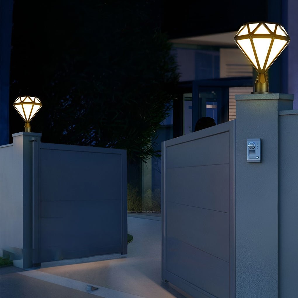 Diamond-Shaped LED Outdoor Post Light Waterproof Aluminum Fence