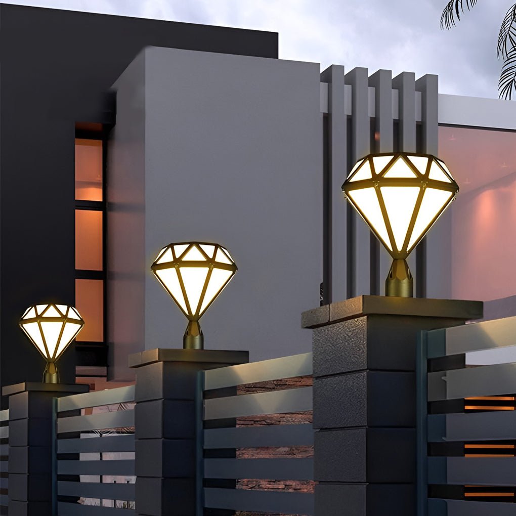 Diamond-Shaped LED Outdoor Post Light Waterproof Aluminum Fence