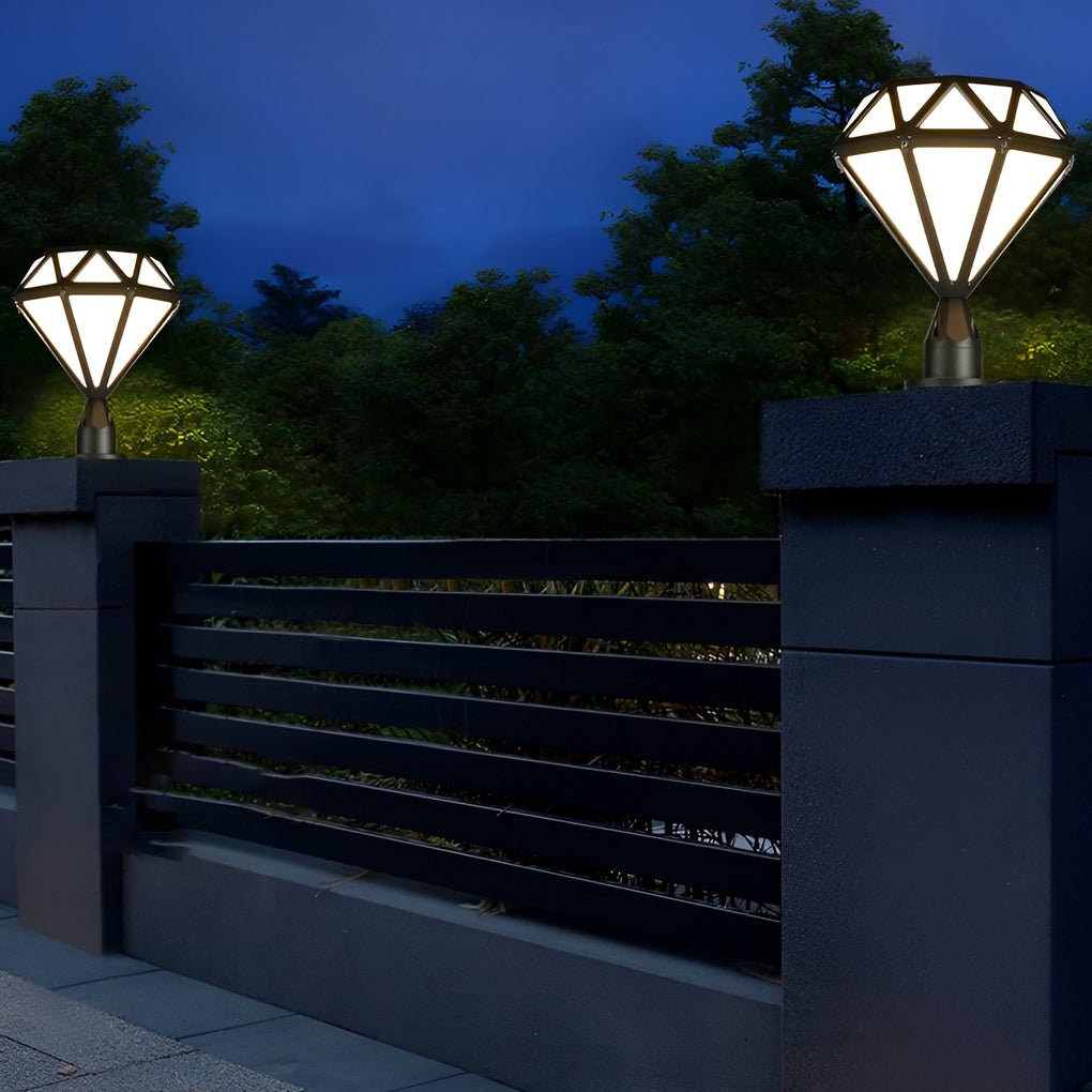 Diamond-Shaped LED Outdoor Post Light Waterproof Aluminum Fence