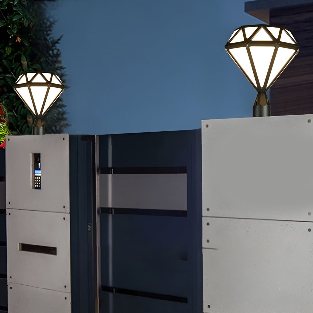 Diamond-Shaped LED Outdoor Post Light Waterproof Aluminum Fence