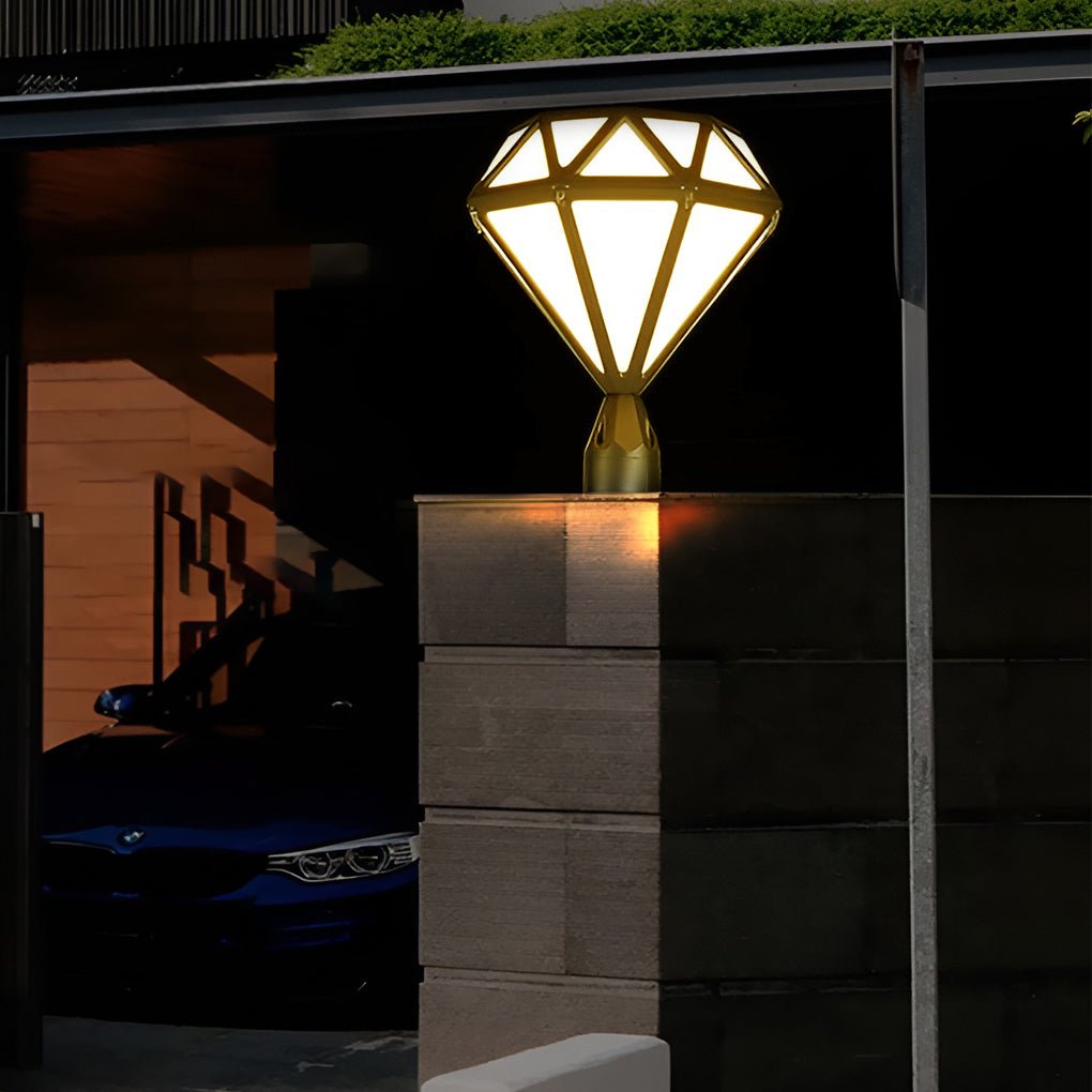 Diamond-Shaped LED Outdoor Post Light Waterproof Aluminum Fence